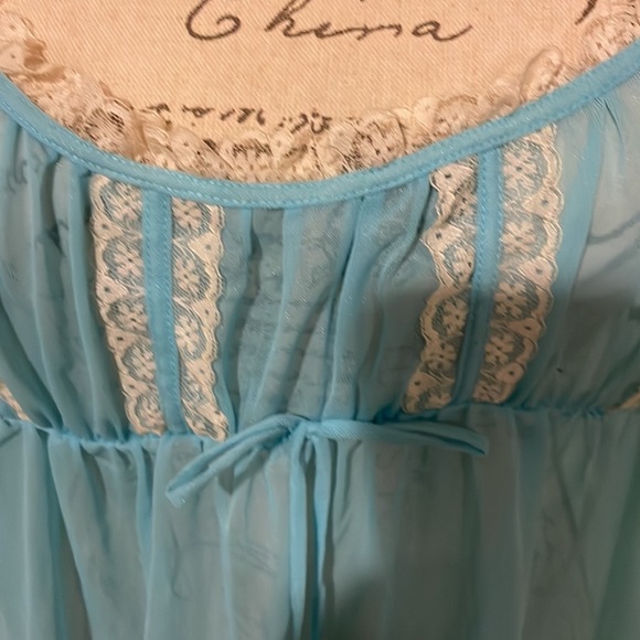 NWOT Vintage Victoria’s Secret blue sheer babydoll chemise matching thon… - Picture 2 of 8